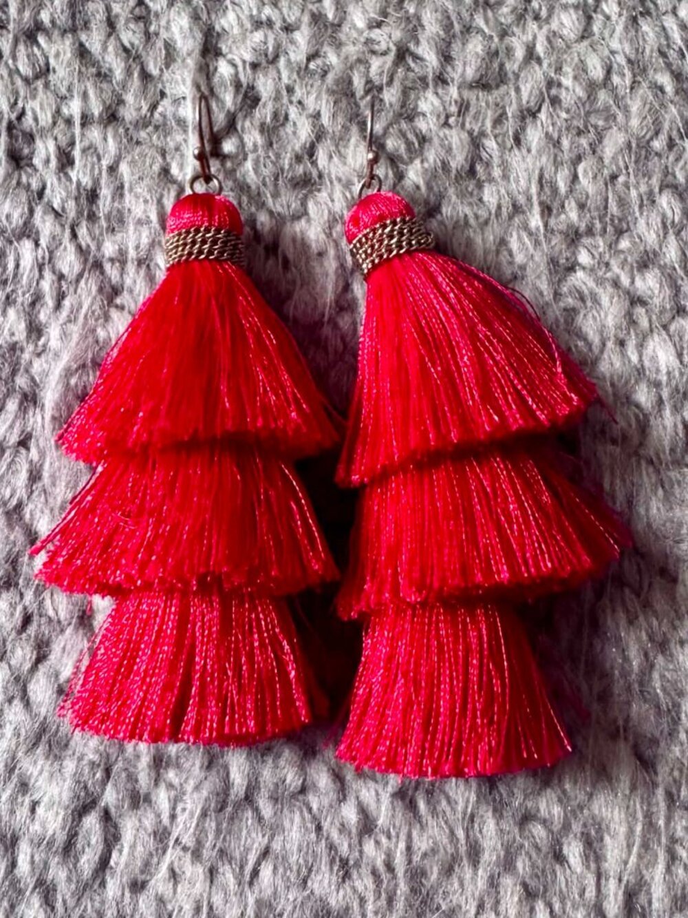 Gretchen Scott Red Tiered Tassel Statement Earrings